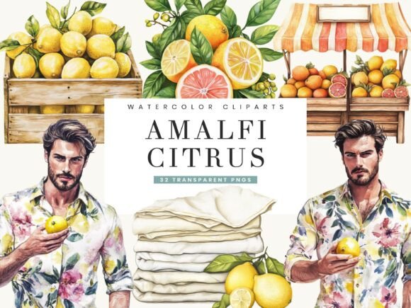 Download Watercolor Amalfi Citrus Clipart - Citrus clipart Collection