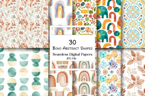 Download Boho Abstract Shapes Digital Paper - Shapes Collection