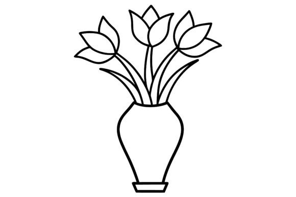 Download Flower Vase Outline with Minimal Shapes - Shapes Collection