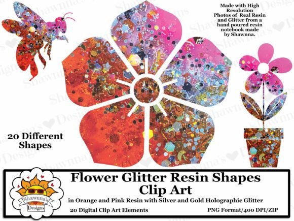 Download Orange and Pink Flower Shapes Clipart - Shapes Collection