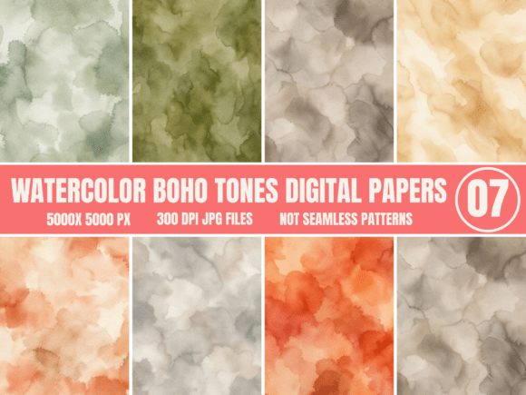 Download Watercolor Boho Neutral Digital Papers - Neutral digital paper Collection