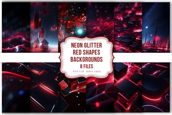 Download Neon Glitter Red Shapes Backgrounds Pack - Shapes Collection