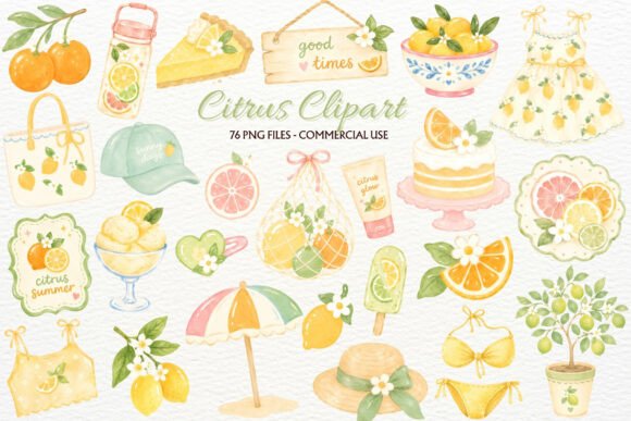 Download Citrus Clipart Coastal Summer PNG Print - Citrus clipart Collection